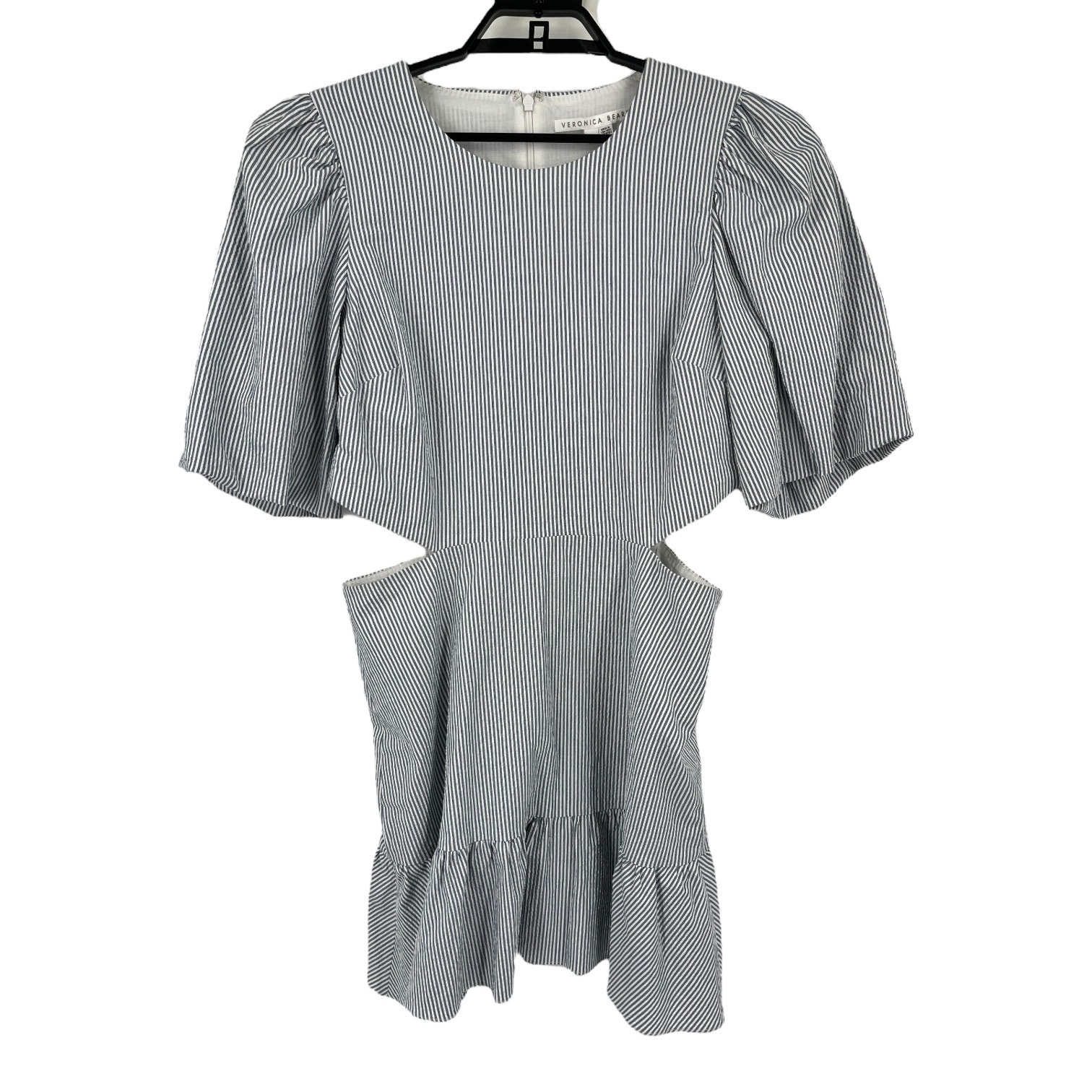 Veronica Beard dress Iker Puff Sleeve Cutout minidress stripe size 12