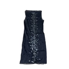 Vivienne Tam Vintage 90s Black Sheer Mesh Sequin Sleeveless Mini Dress Small