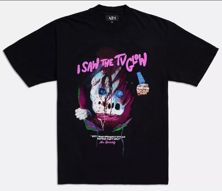 A24 I Saw the TV Glow Puff Print Mr. Sprinkly Tee Horror Movie T-Shirt XL NEW