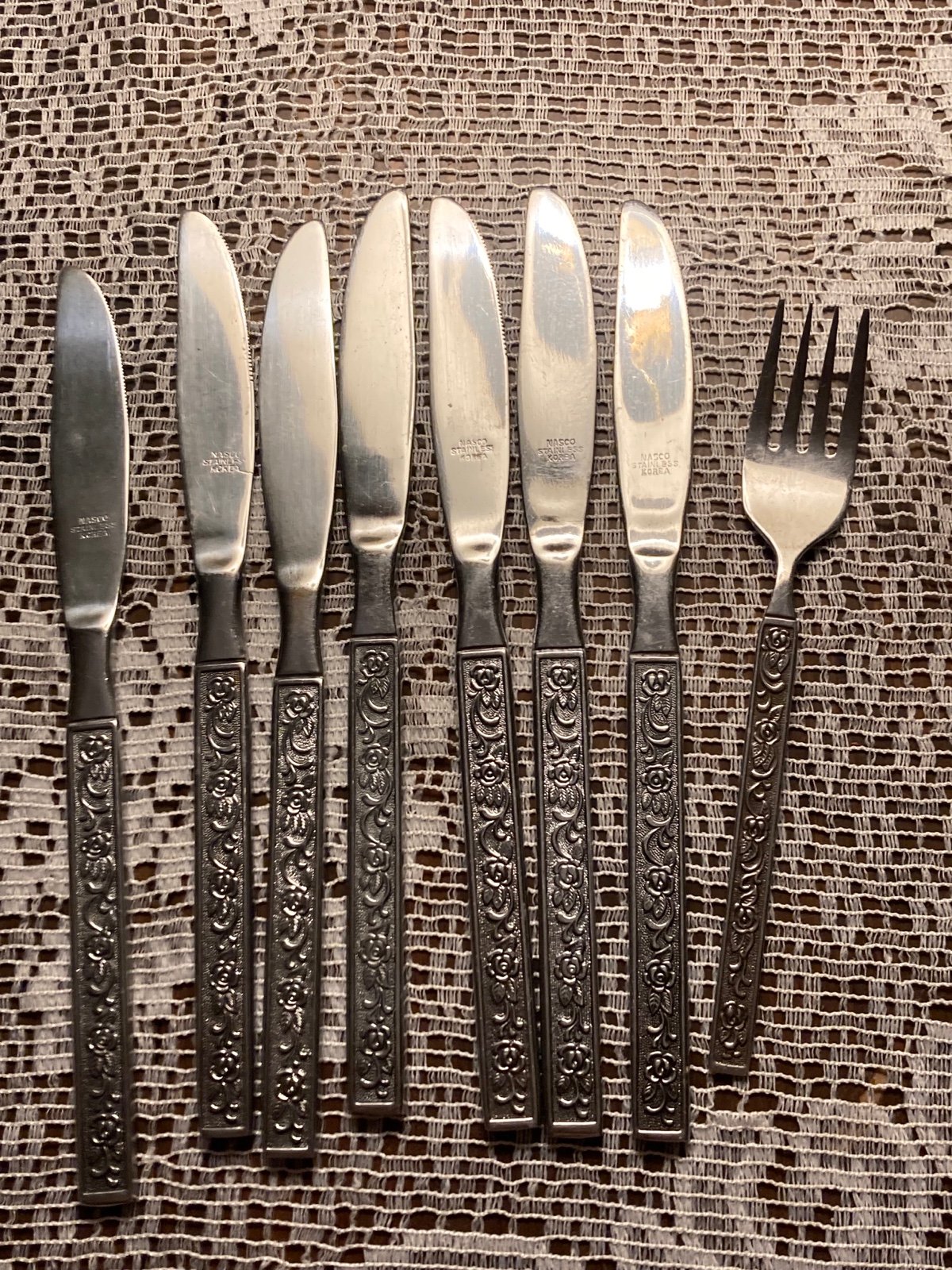 Nasco 8 pc vintage flatware floral