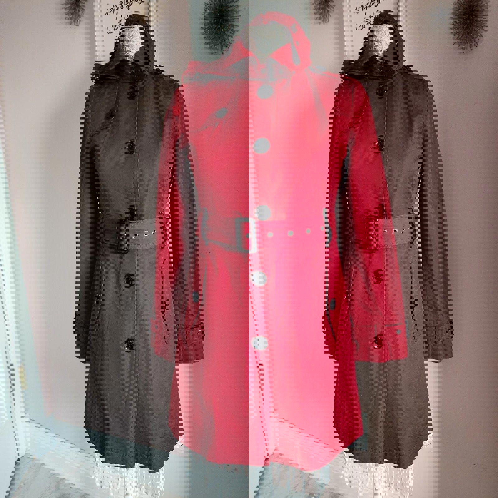 Flawless Michael Michael Kors deep red belted coat XS Petite trench R51