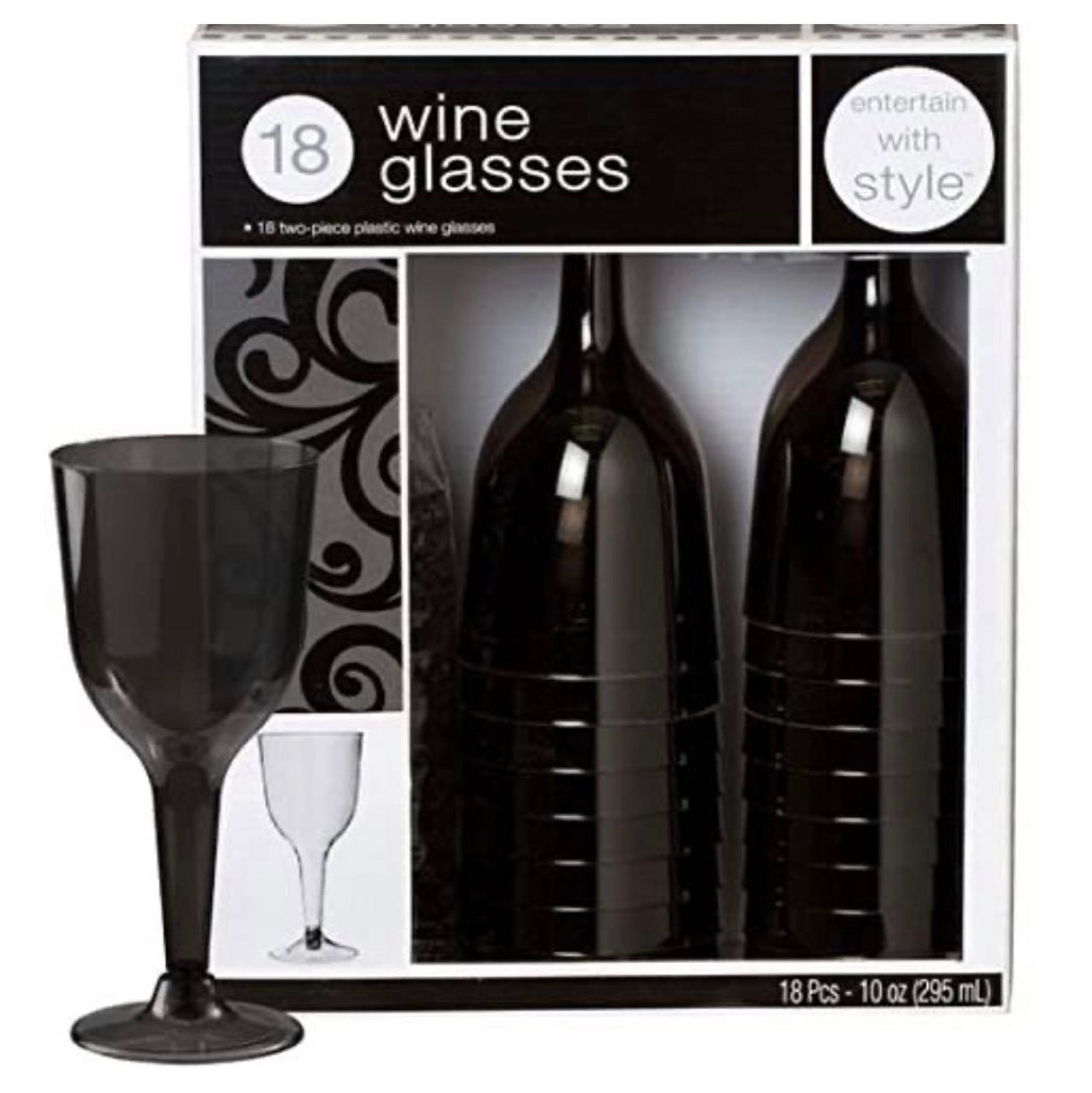 10 oz plastic Wine Glasses Black NIB