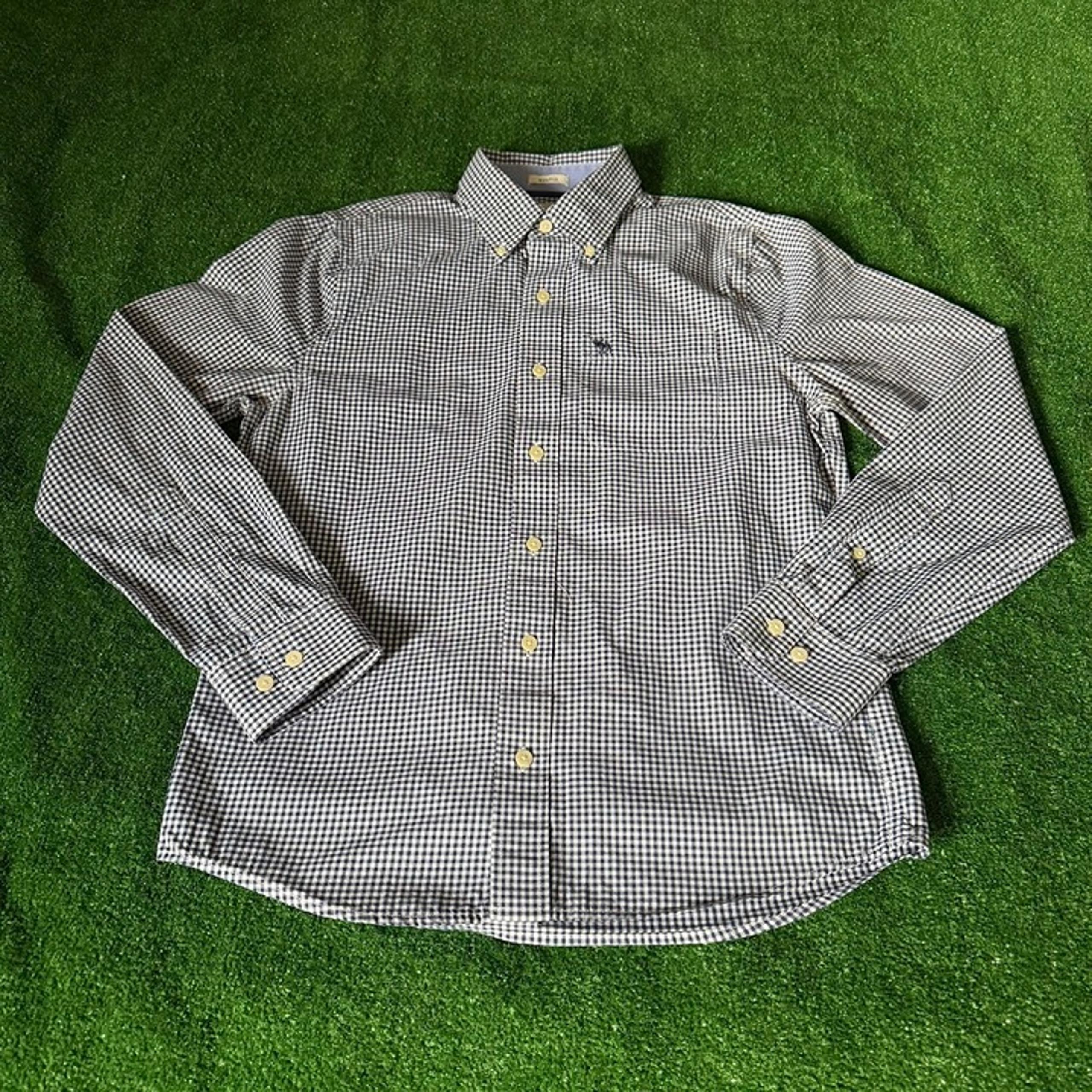 Abercrombie & Fitch Muscle Button Down Gingham Classic Preppy Style Shirt Size M