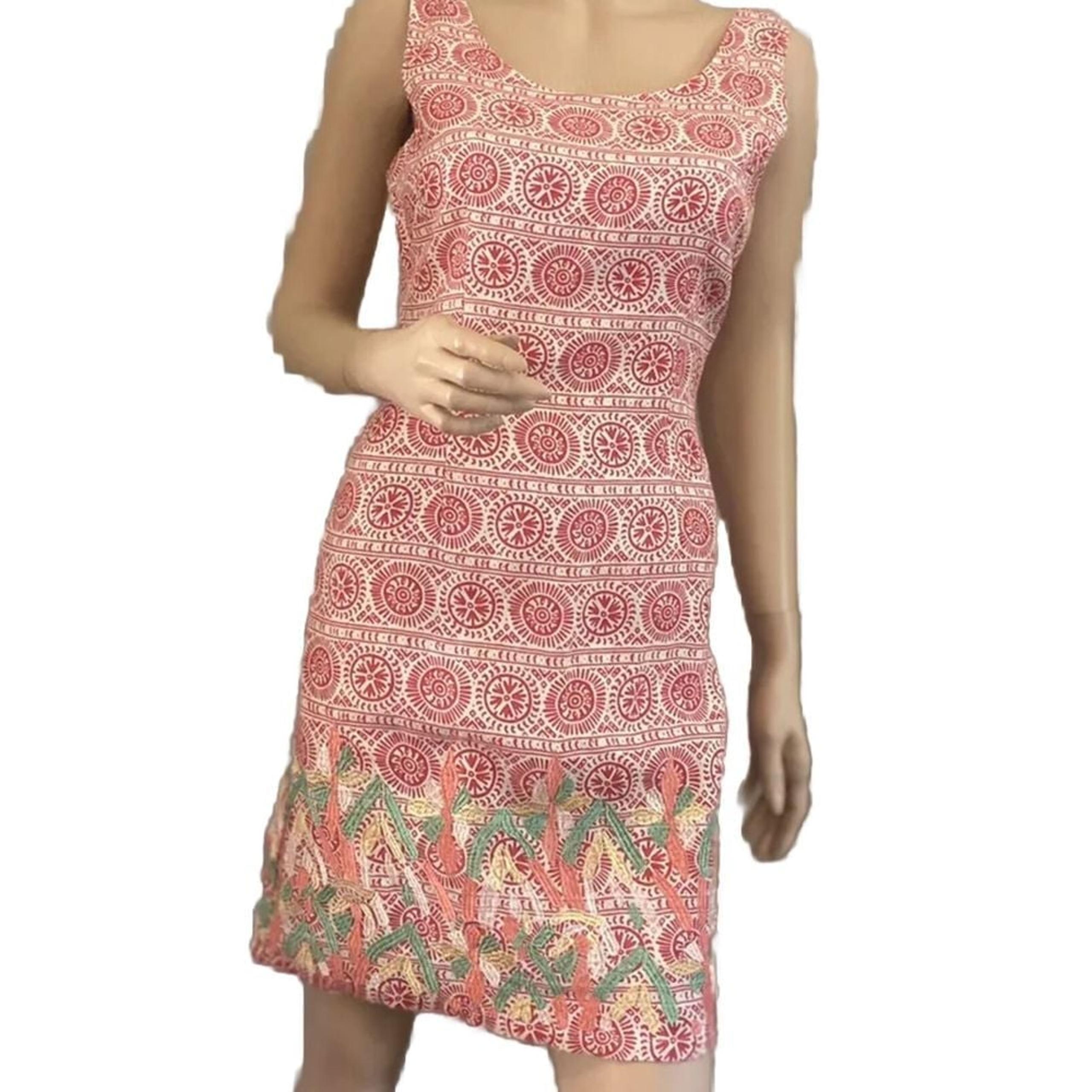 ESLEY RED EMBROIDERED SHEATH DRESS SZ SMALL