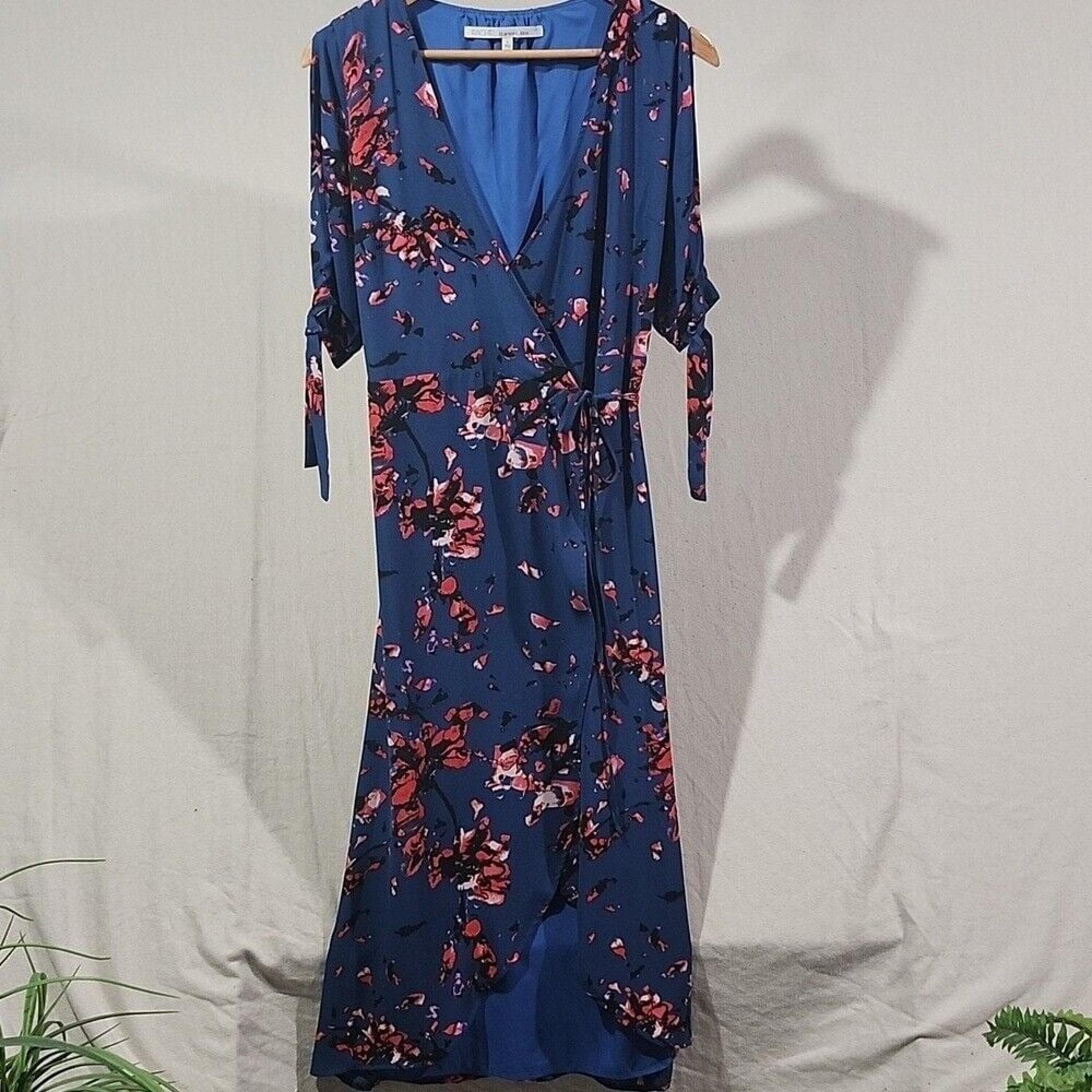 Rachel Rachel Roy Floral Blue Wrap Maxi Dress Womens Size 4. Spring!