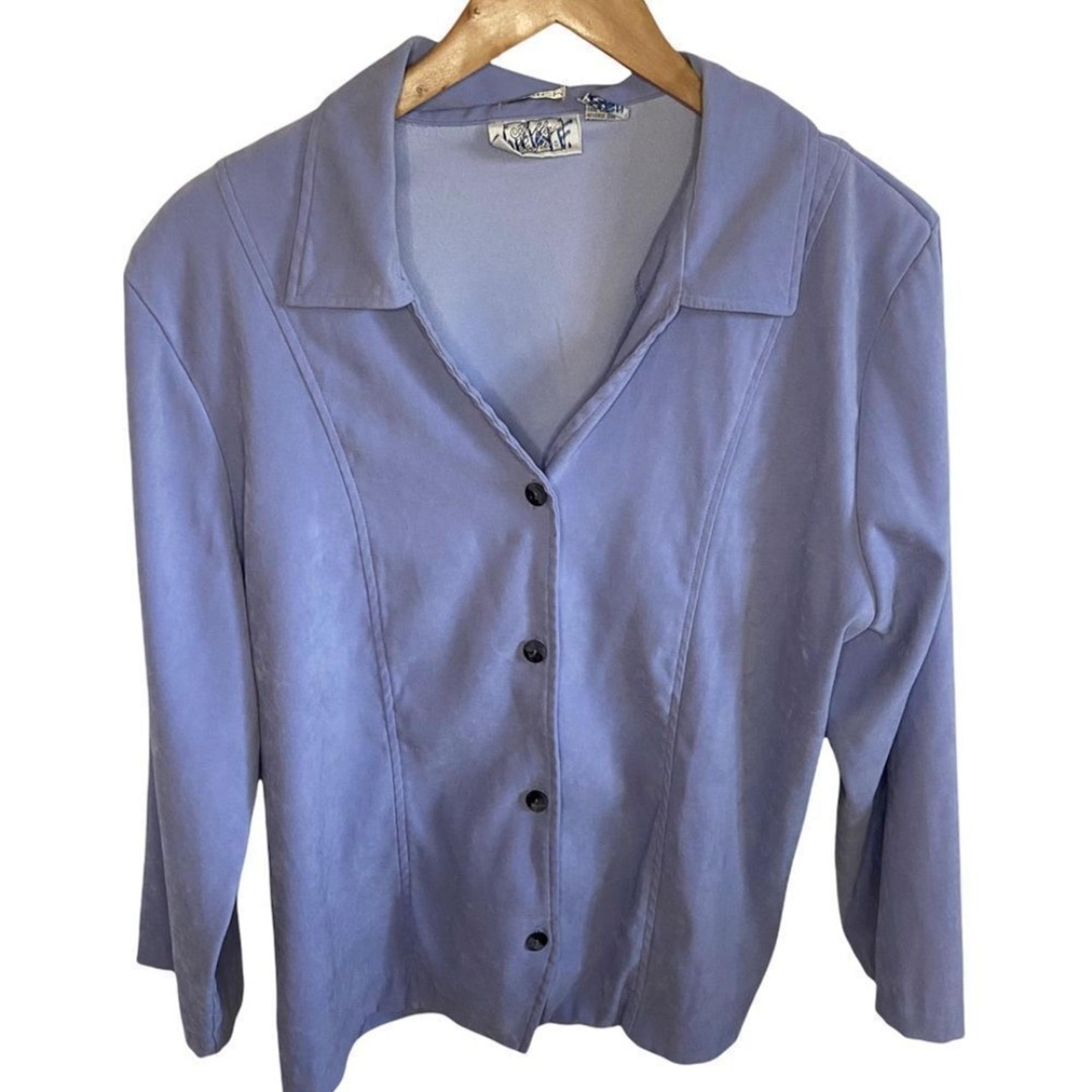 Ashley Cooper light purple/blue suede button up top
