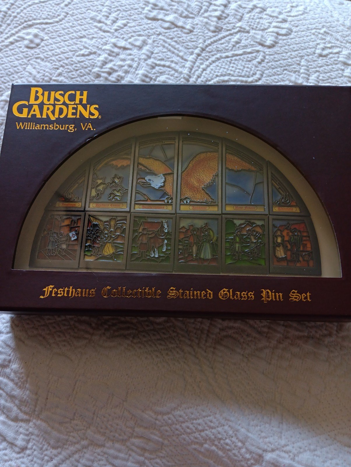 Collectible stained glass enamel pin lapel pin set