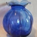Beautiful Hazel Atlas Cobalt Blue Depression Glass Vase with Marked Bottom