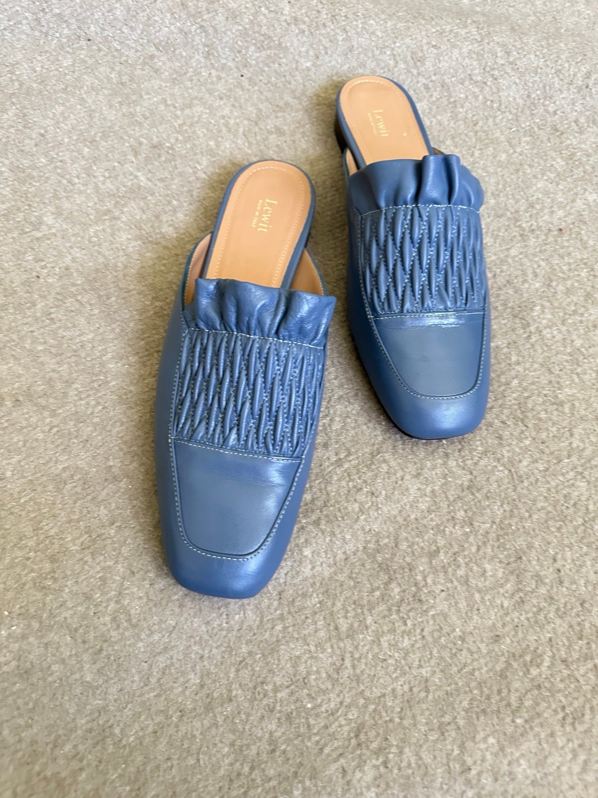 LEWIT ‘ Serena ‘ Leather Ruffle Shoes/Mules | Blue ~9