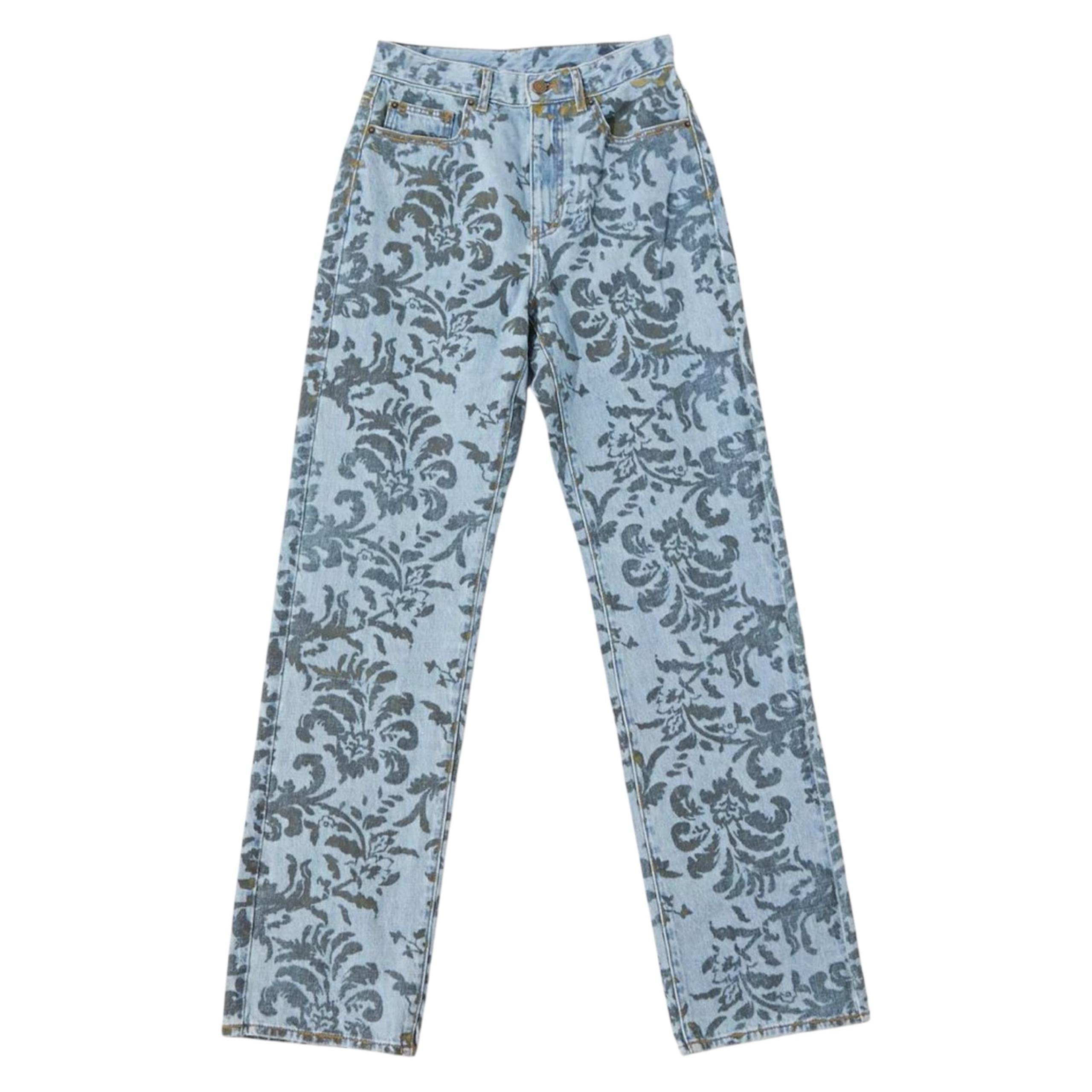 Urban Outfitters BDG High-Waisted Cowboy Jean Flocked Denim Straight Leg Size 27