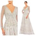 NWT MAC DUGGAL Pastel Multi Embellished Wrap Over Illusion Long Sleeve Gown