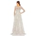 NWT MAC DUGGAL Pastel Multi Embellished Wrap Over Illusion Long Sleeve Gown