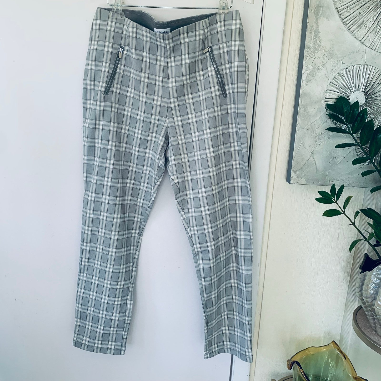 NWT Calvin Klein plaid rayon blend pants size 14
