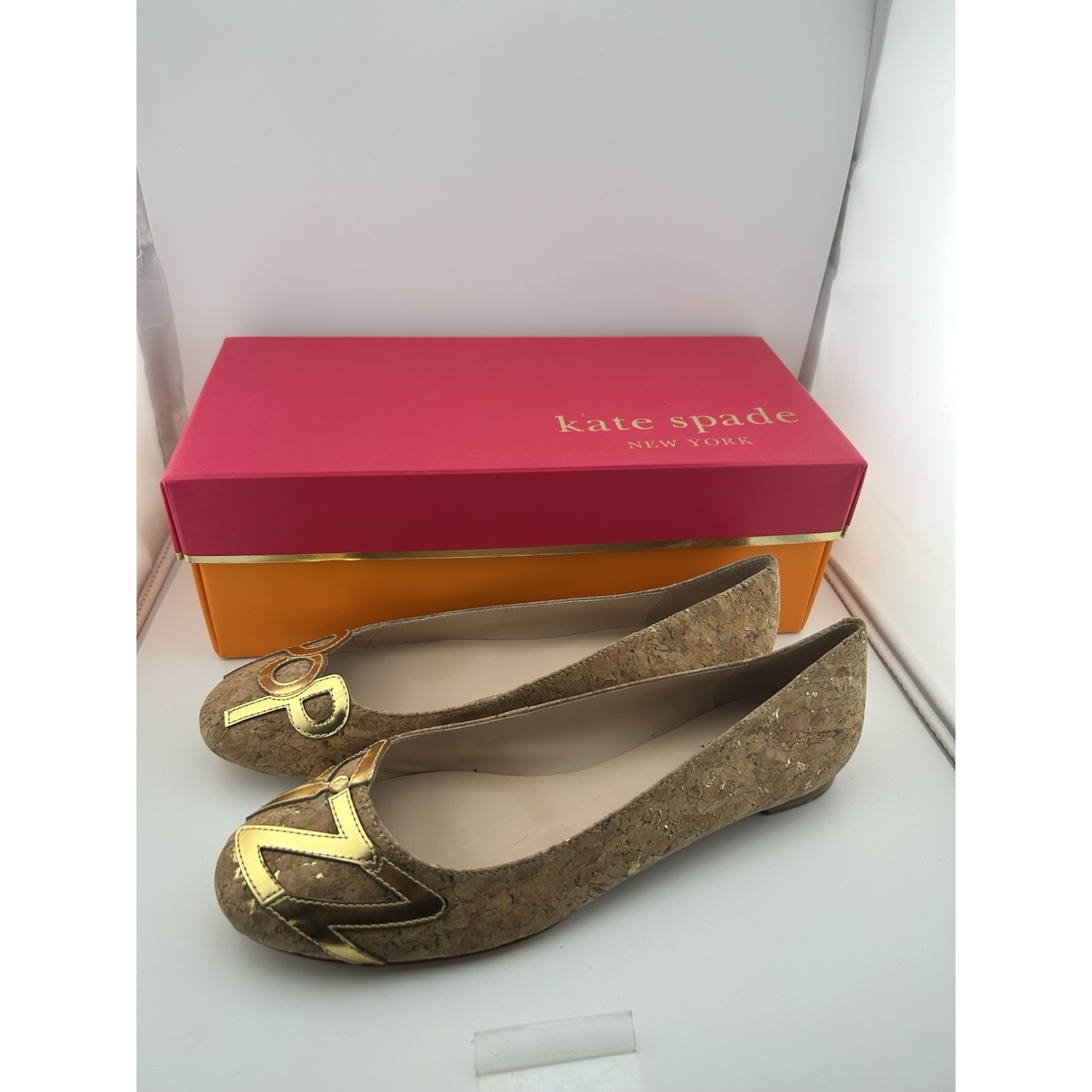 KATE SPADE New York - Toast POP FIZZ Flecked Cork Flats Size: 7.5 M - S159346