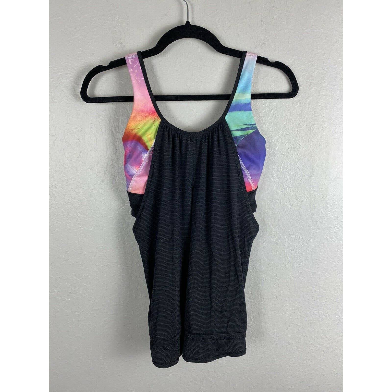 Lululemon Size 4 Run Times Tank - Sky To Seawheeze 2014 - Water Color Black