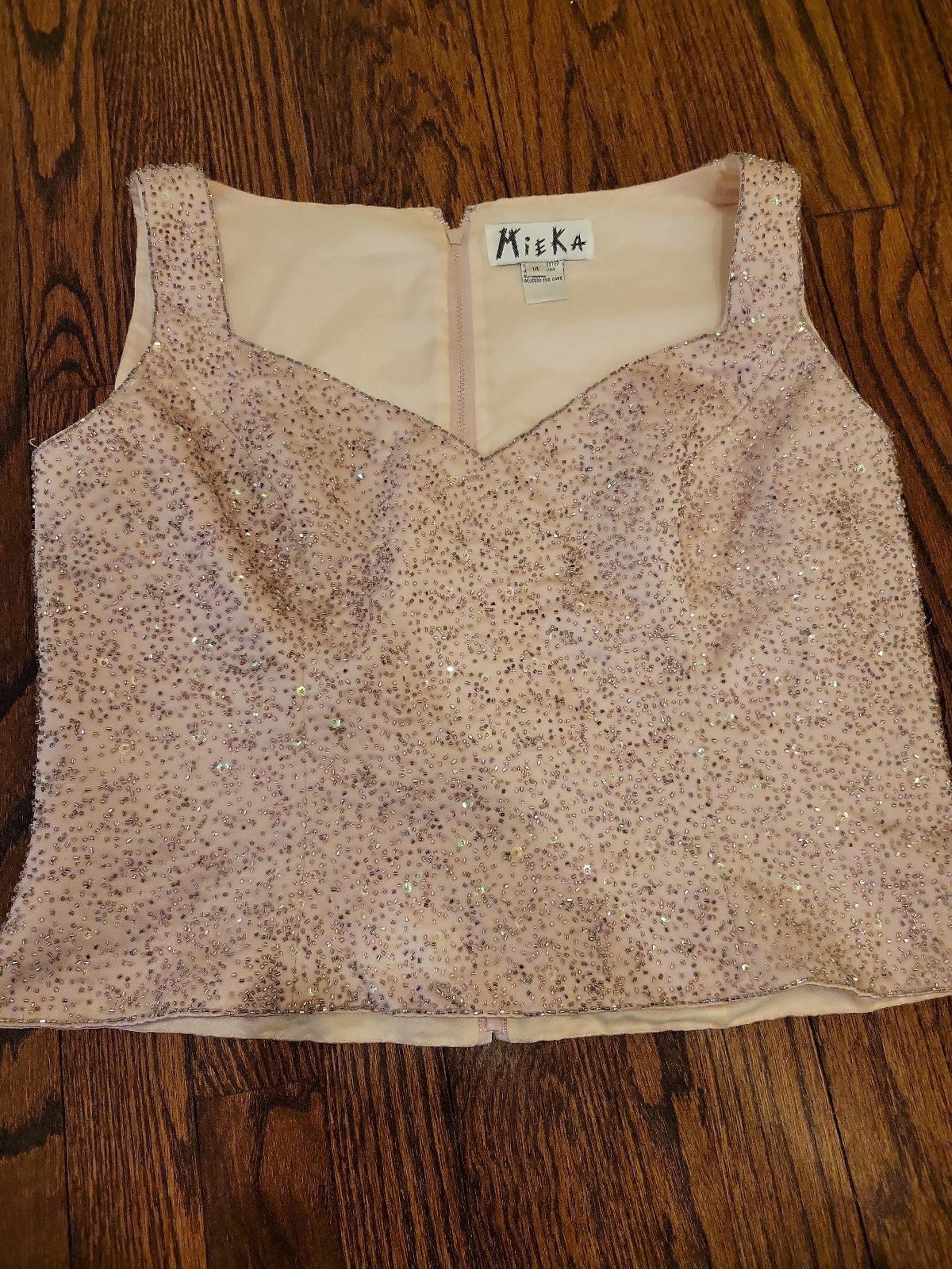 Womens Mieka Sequin Dressy Tank Top-Size 14