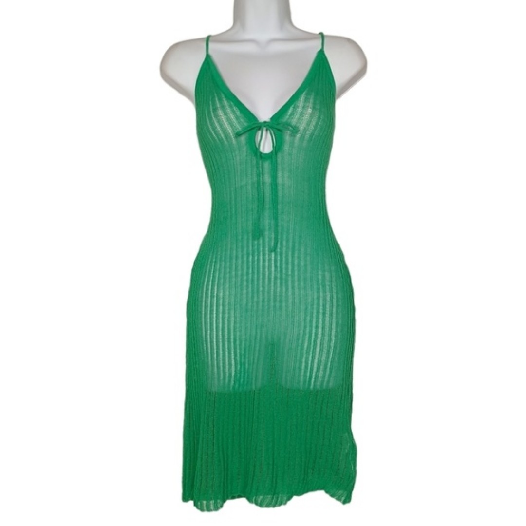 PRETTYLITTLETHING Plus Green Knit Sleeveless Mini Coverup Dress XXL NWT