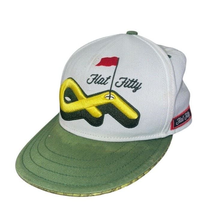Flat Fitty SnapBack Hat Golf Masters Augusta Adjustable White Green