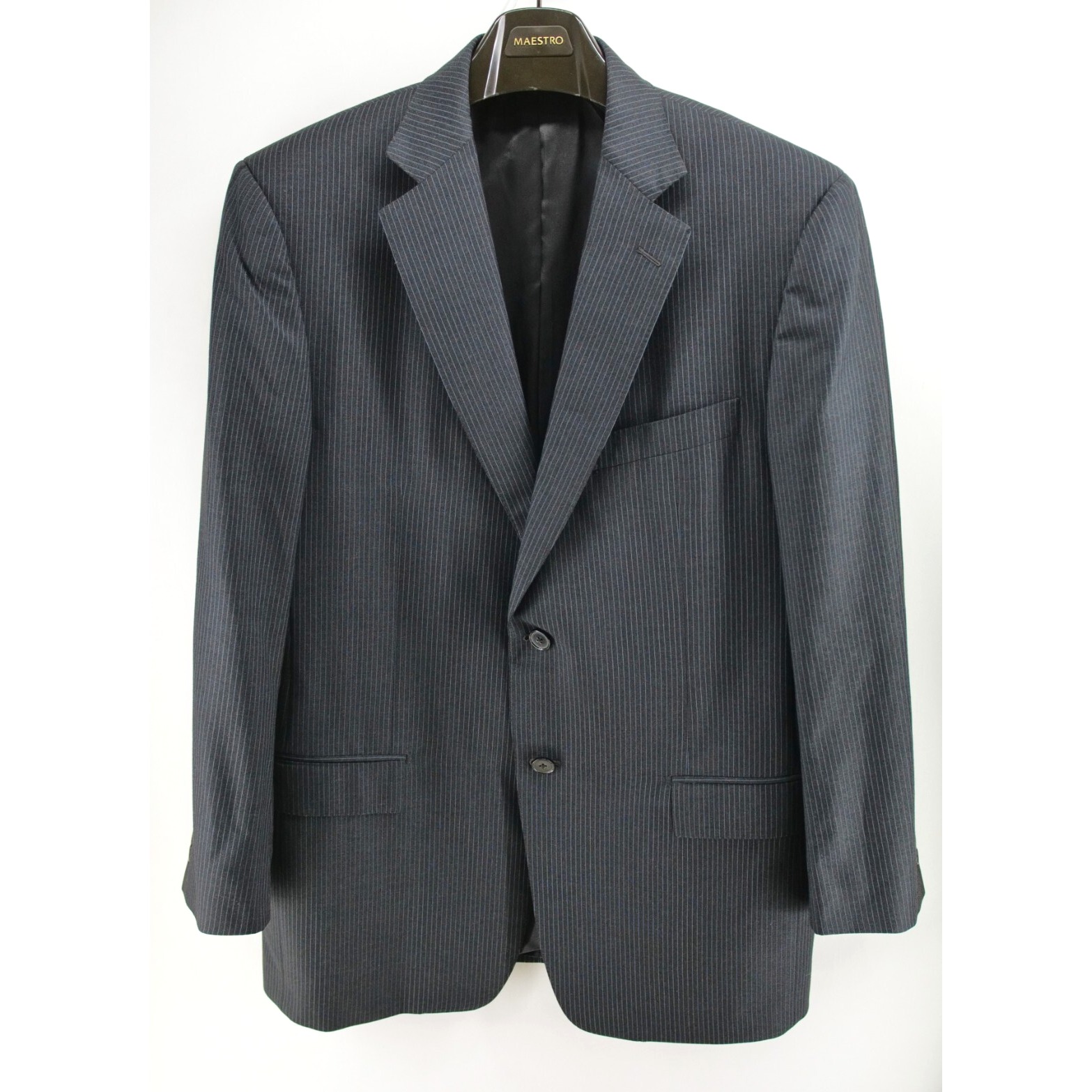 Ermenegildo Zegna 100% Wool Blazer Mens Size 54R Black Striped Classic