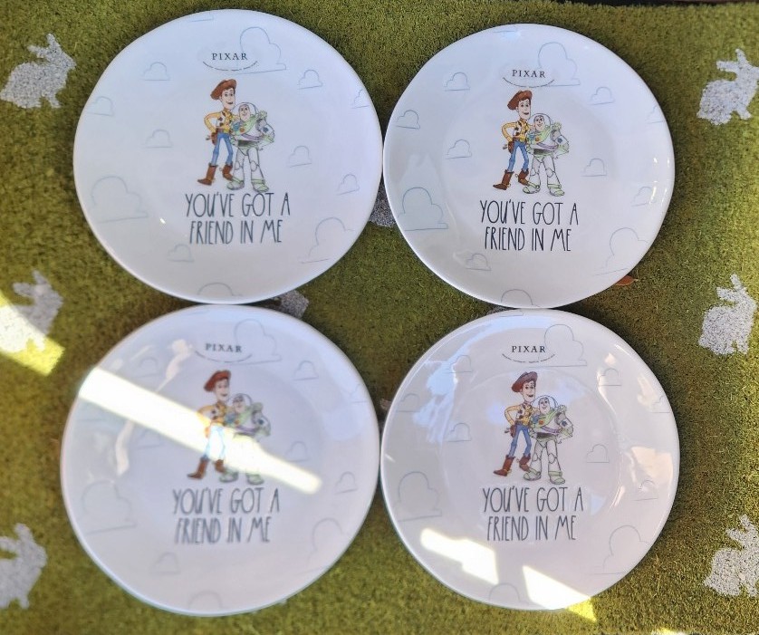 Rae Dunn Disney Pixar Toy Story Woody & Buzz You've Got A Friend In Me 4 Plates