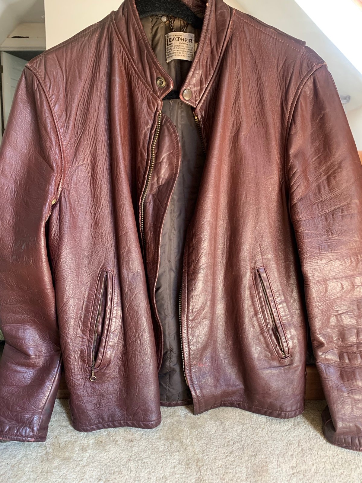 Authentic Vintage Red Wine 80s Leather Jacket