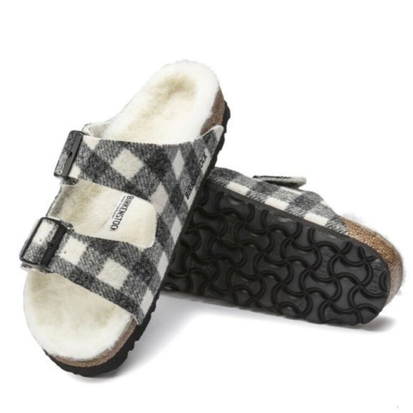 Birkenstock Arizona Rivet Plaid White Narrow Fit Men’s Sz 40/US 7