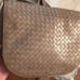 Charles Jourdan Leather basket weave Crossbody bag taupe