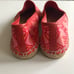 Tory Burch Pink Red T Pattern Canvas Espadrilles 7