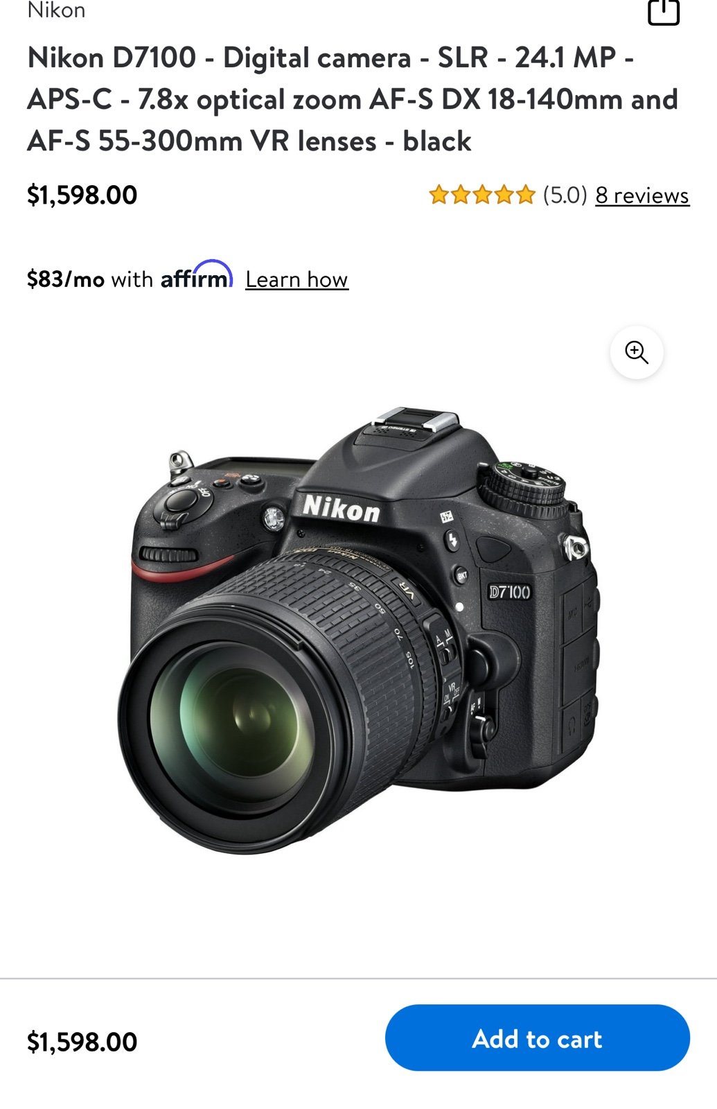 Nikon D7100 DSLR Camera with 18-140mm and 55-300mm VR Lens Kit