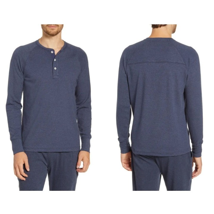 The Normal Brand NWT Active Puremeso Long Sleeve Henley Blue Sz XXL