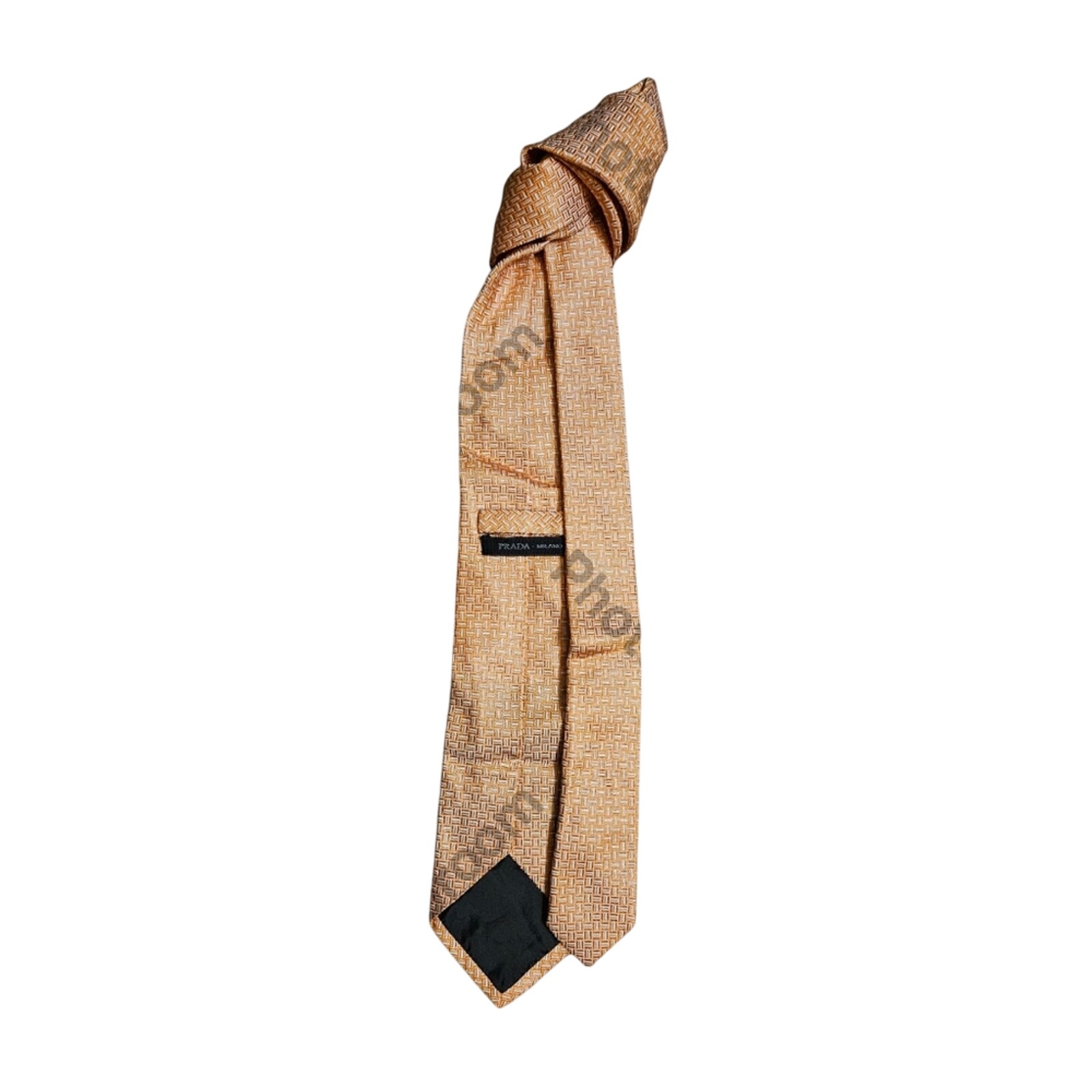 Prada Silk Men Tie Textured Gold and Cream