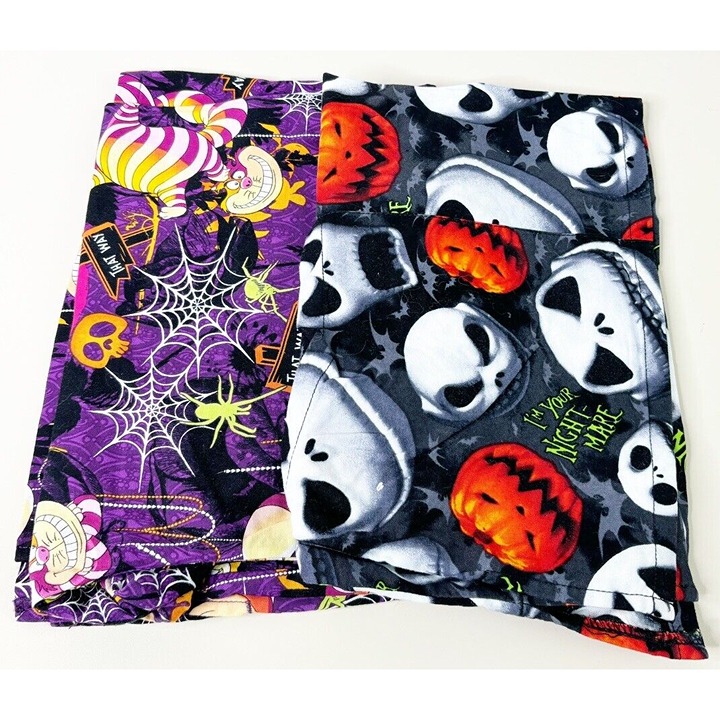 Disney Large Scrub Tops-Halloween Cheshire Cat & Nightmare Before Christmas EUC
