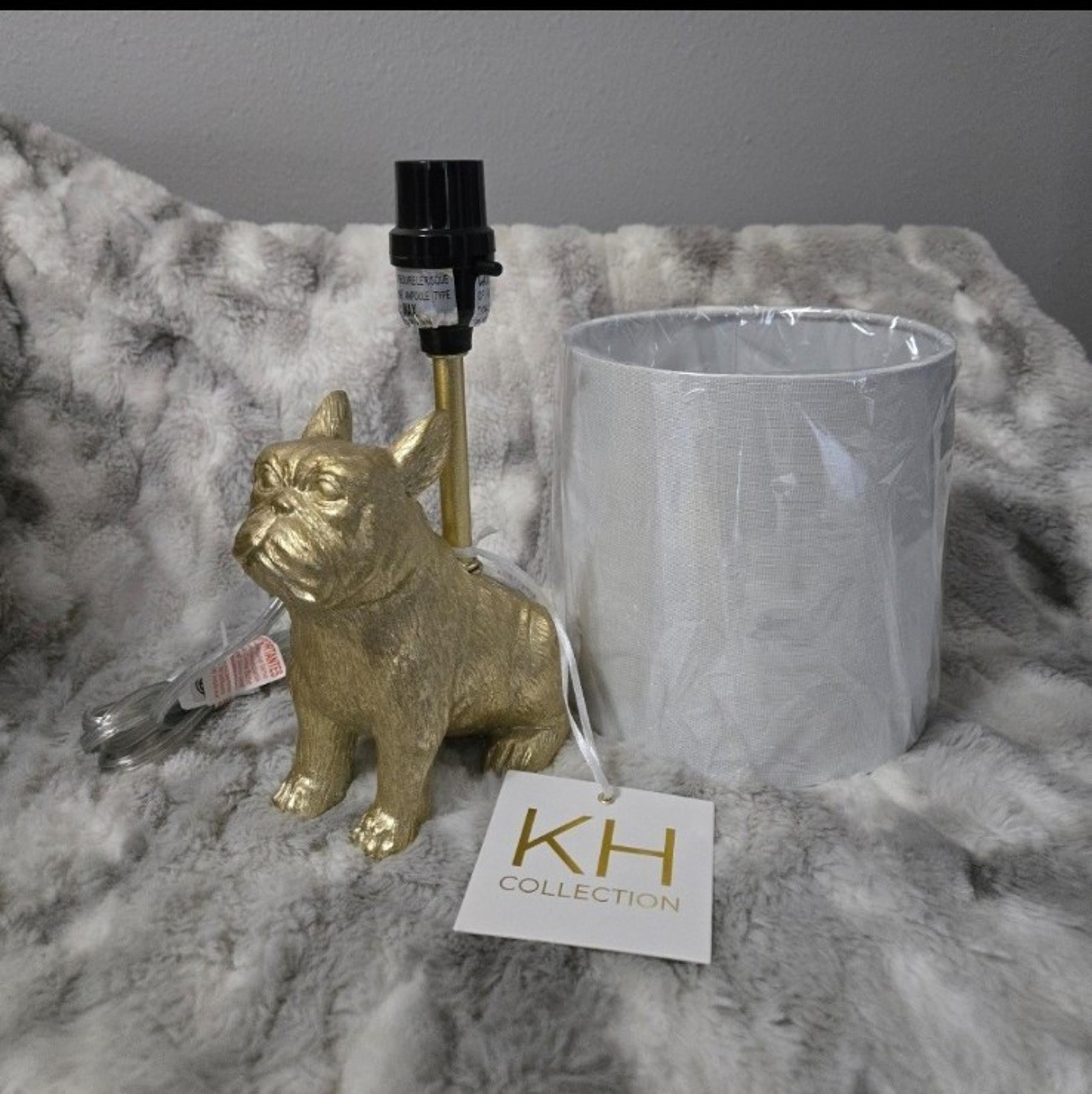 Gold Karma Home Mini Bulldog Frenchie Dog Pug Table Lamp