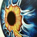Abstract human iris painted on a round 30x30 canvas.