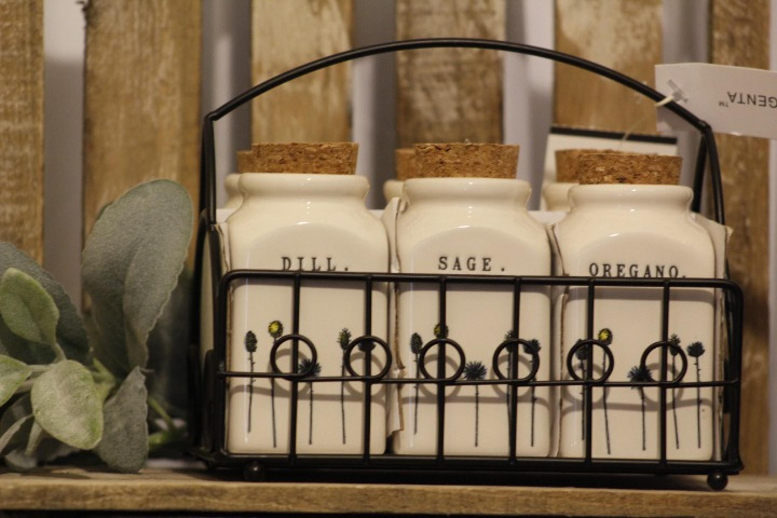 Homeline Spice Jar Set with Metal Rack - Rae Dunn