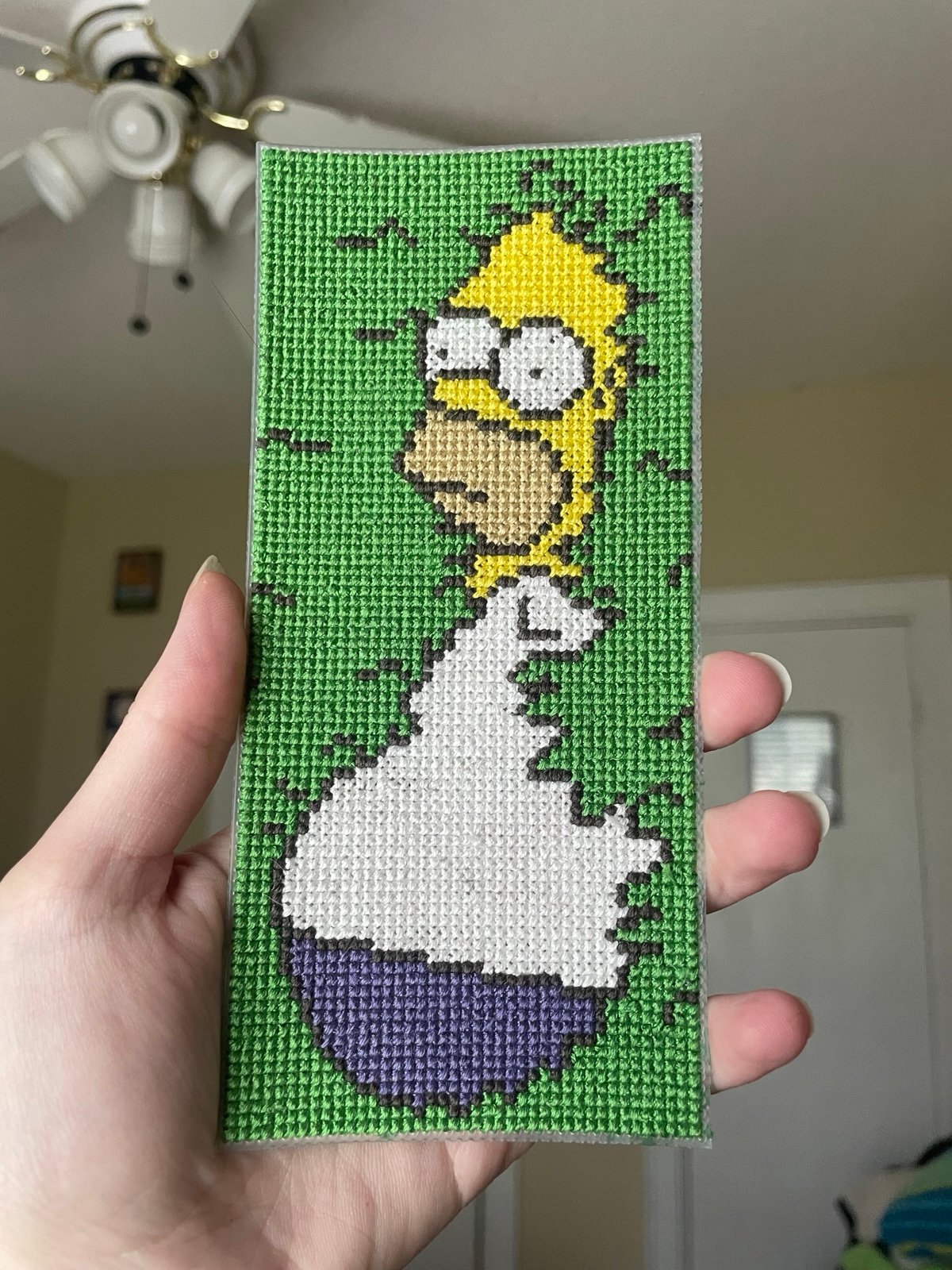 Homer Simpson Cross Stitched Bookmark