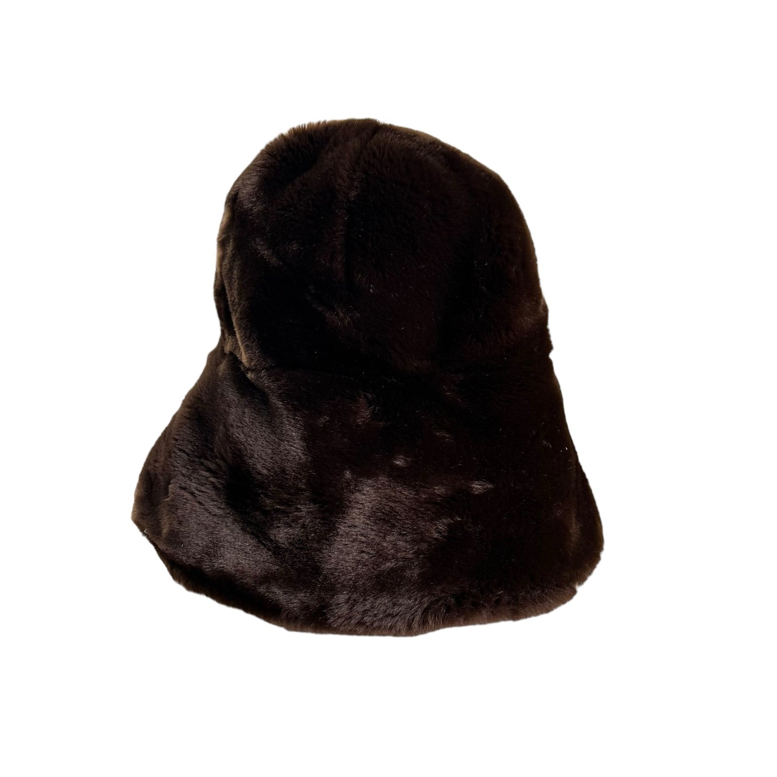 VTG 60s Dollargrand London dark brown fuzzy faux fur bucket hat made France cap