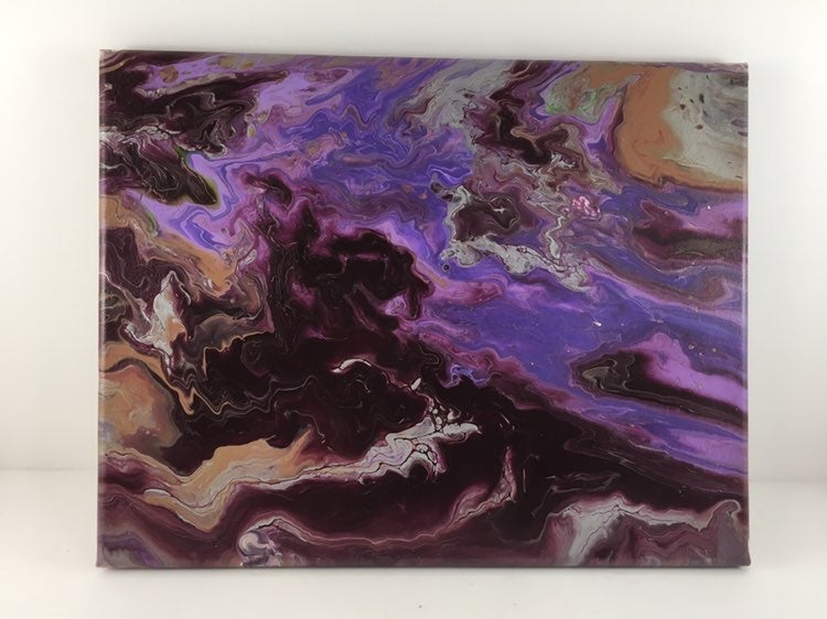 Midnight Ocean 11 x 14 Acrylic Pour