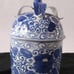 Vintage Maitland Smith Asian Blue and White Porcelian Cookie Jar w/ lid
