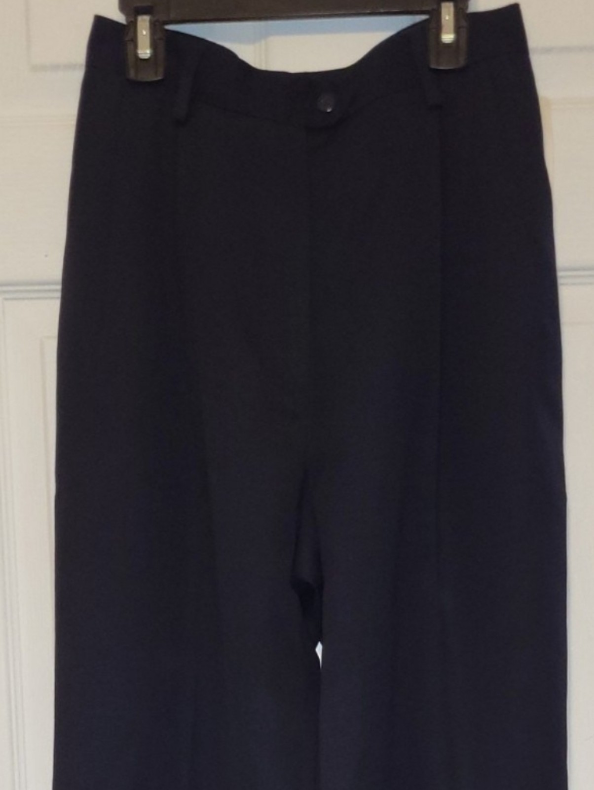 Augustus Womens Pleated High Rise 100% Wool Sz 8 Navy Twill Slacks rayon Lined