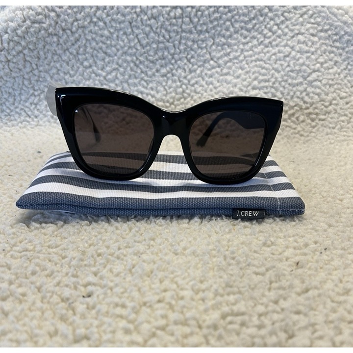 J.CREW Womens Black Mallorca Cat-Eye Sunglasses Size OS