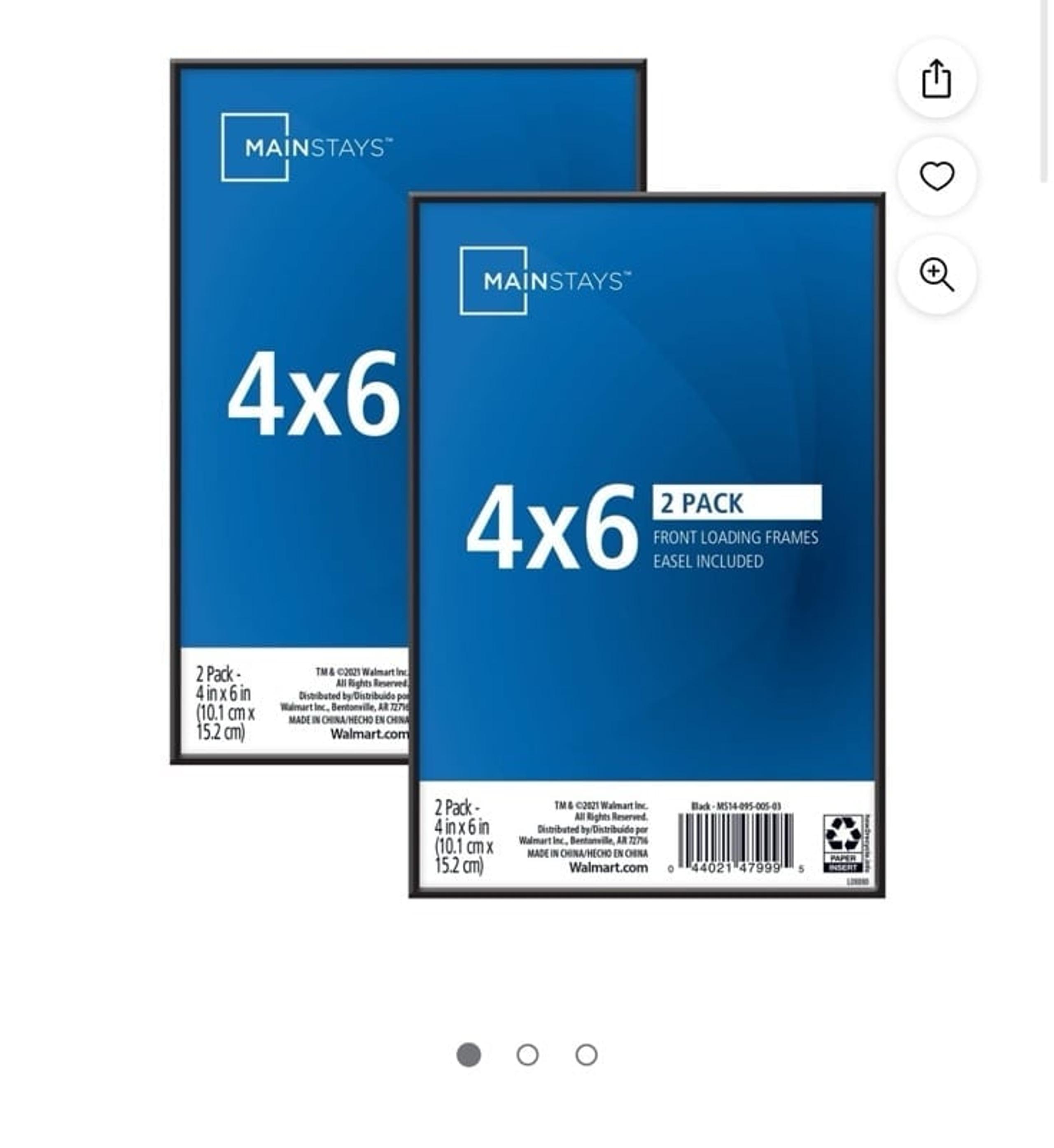 Mainstays 4" x 6" Plastic Picture Frames, Black, 2-Pieces