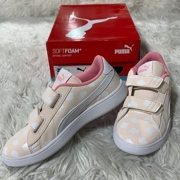 PUMA Kids Smash v2 Cloud V PS in rose peony puma white size 2.5. NEW