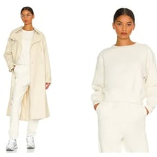 Beyond Yoga - WFH Fleece Cropped Crew Sweatshirt AF7758 | Medium | Vintage White