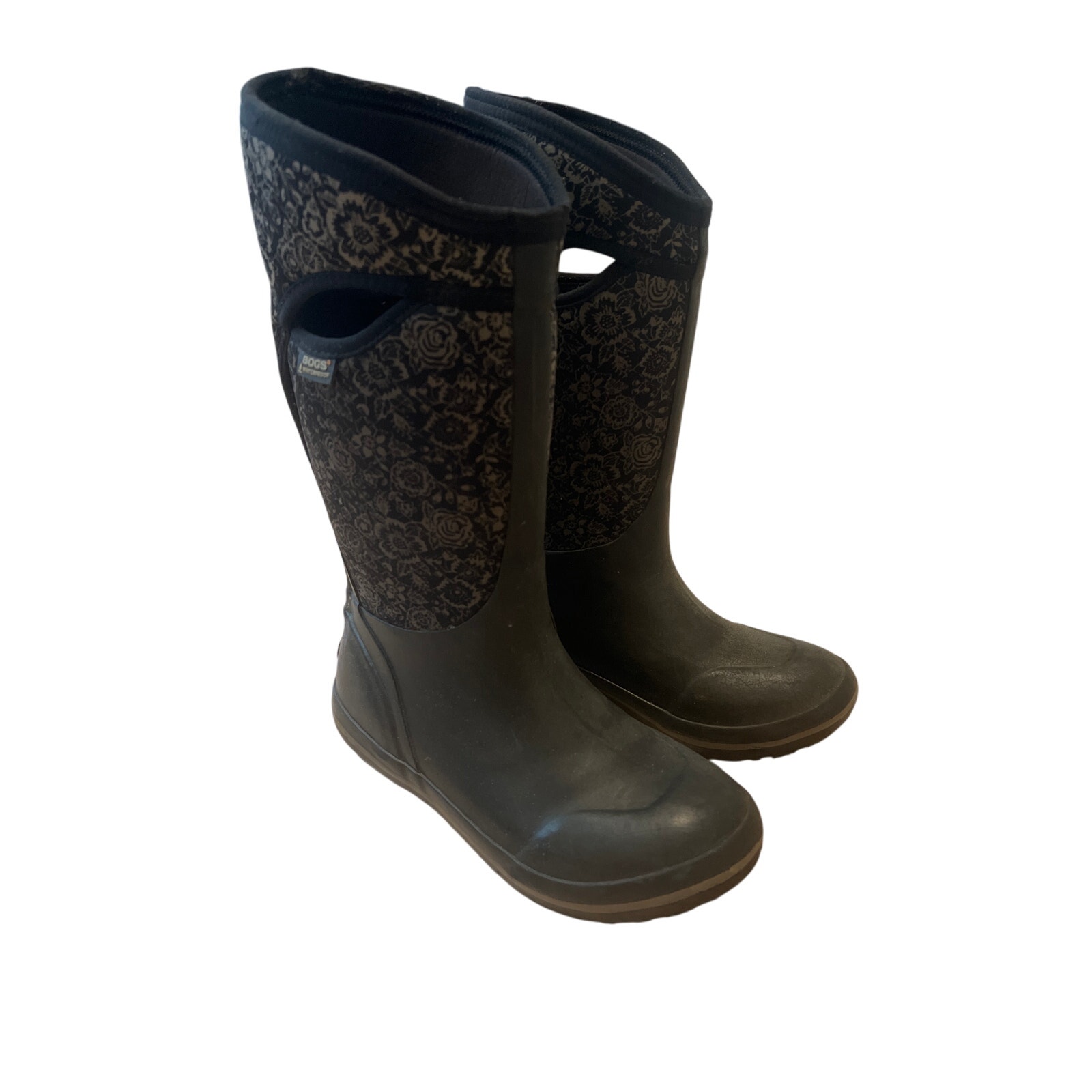 Bogs Women’s Plimsoll Quilted Floral Boot Black Waterproof Size 8