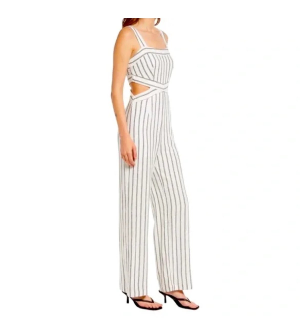 Chelsea28 striped sleeveless cutout jumpsuit in size XS NWT