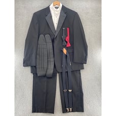 Stafford Tuxedo Mens 50 Black Wool Jacket Trouser Suspenders Bow Ties Cumberband
