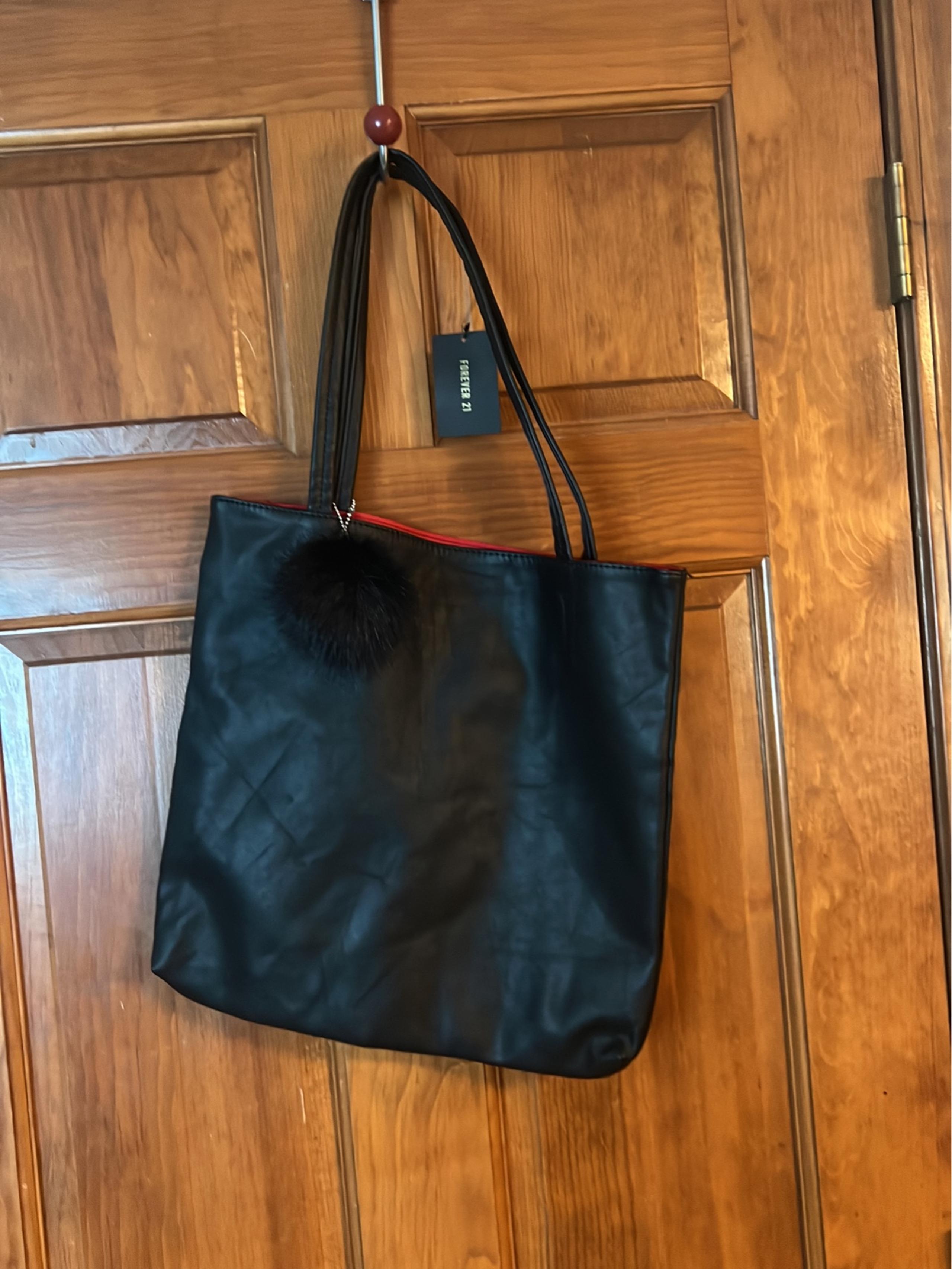 New Forever 21 Faux Leather Tote with Pom Pom NWT Unique