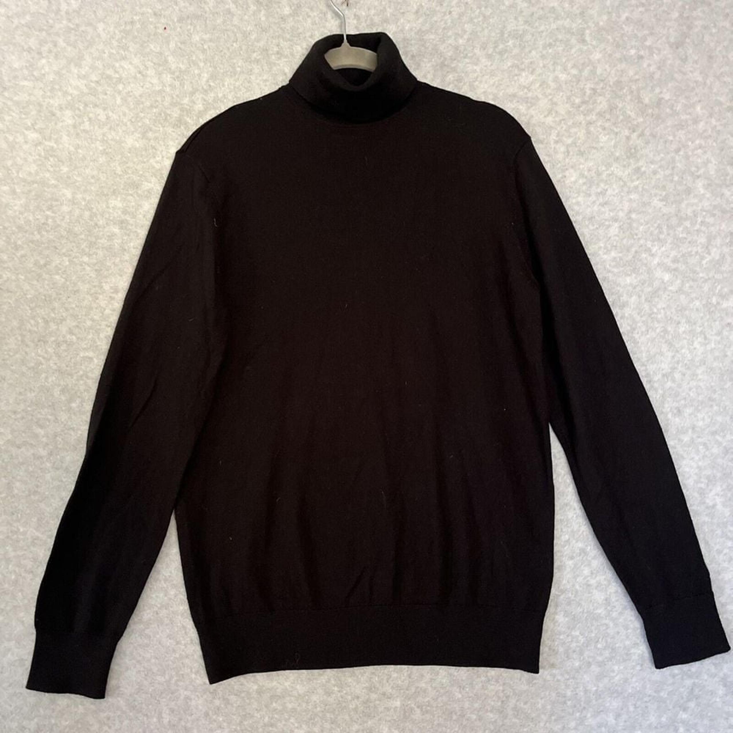 H&M Black Merino Wool Blend Long Sleeve Turtleneck Top Womens M capsule wardrobe