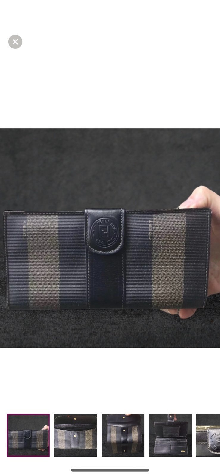 FENDI Pequin Bifold Long Striped Wallet